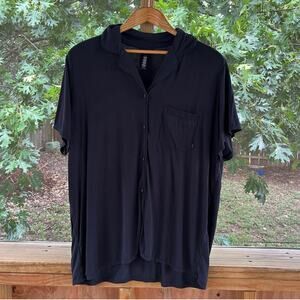 Skims Women's Black Soft Short Sleeve Pajama Top Size L